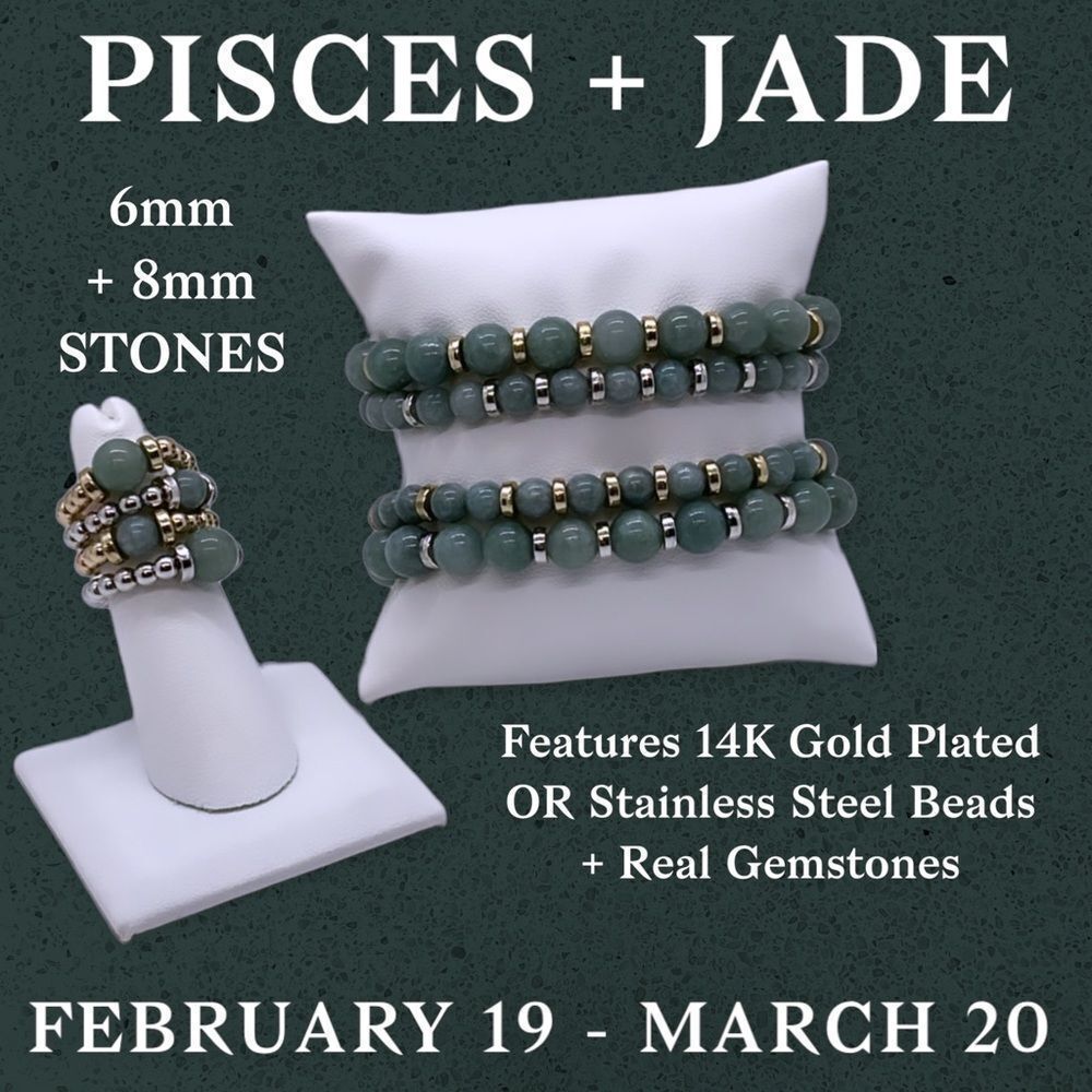 NWT Wool + Pepper Co. Pisces + Jade Bracelet - zodiac x gemstone collection